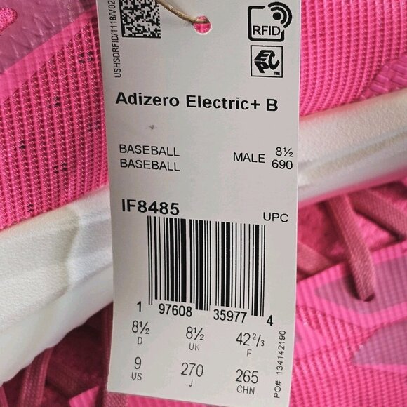 Adidas Adizero Electric+ TPU Baseball Cleats Lucid Pink IF8485 - Men\'s Size 9 main image 15